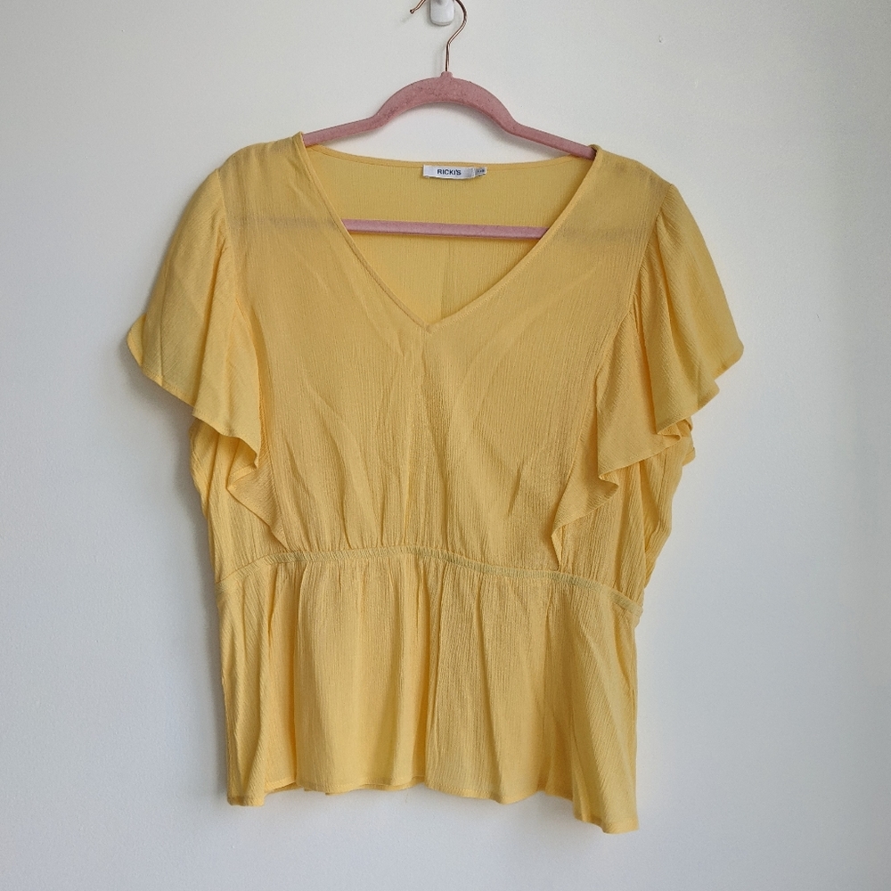 Rickis Peplum and Flutter Sleeve Top